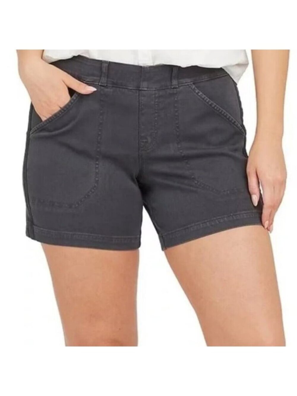 SPANX Stretch Twill Shorts 5" Size XL Hazy Grey